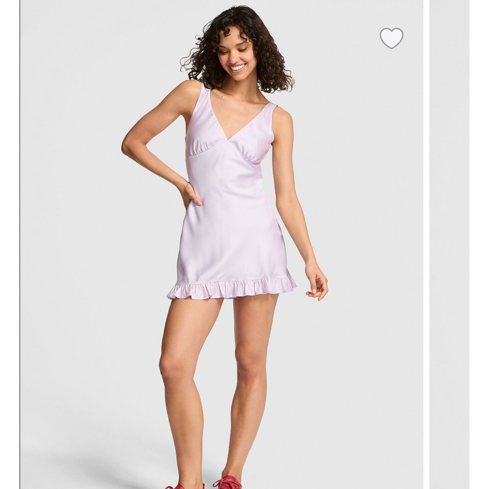PINK by Victoria Secret Summer Fling Satin Ruffle Dress Purple Whisper